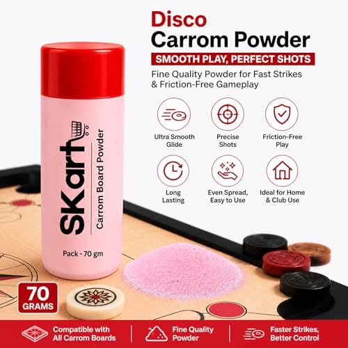 Image of Skart Disco Carrom Powder 70g | Fine Quality Smooth & Extra Smooth Powder for Fast Strikes | Friction-Free Play, Precise Shots | Long Lasting Carrom Board Powder for Home & Club Use