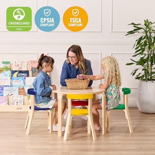 Image of ECR4Kids Bentwood Table and Curved Back Chair Set, Kids Furniture, Assorted, 5-Piece