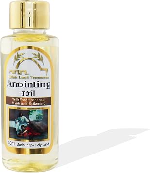 Bible Land Treasures Anointing Oil 50ml/1.7fl.oz with Myrrh, Cassia, Cinnamon & Sweet Cane Holy Anointing Oil Made in The Holy Land Spiritual Gift for Prayer, Blessings & Consecration