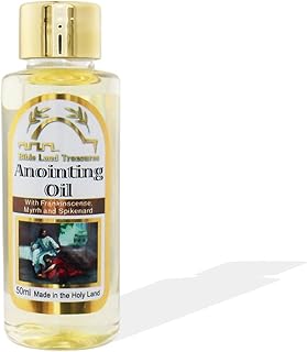 Bible Land Treasures Anointing Oil 50ml/1.7fl.oz – with Myrrh, Cassia, Cinnamon & Sweet Cane – Holy Anointing Oil Made in The Holy Land – Spiritual Gift for Prayer, Blessings & Consecration