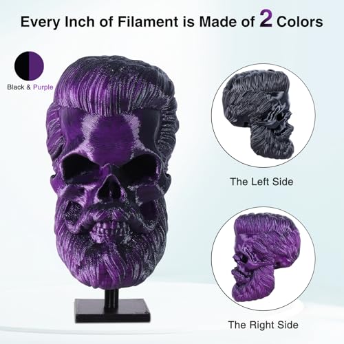 Image of Dual Color Silk PLA Fialment 1.75mm, Black Purple Color Changing Filament 1KG, High Speed PLA Shiny Coextrusion 3D Printing Filament for Bambu Lab, AMS, Amslite, Fits Most FDM 3D Printers