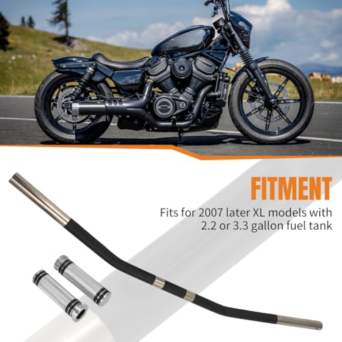 Image of 1 inch Drag Style Motorcycle Handlebars with Handlebar Grips Tube Steel Handlebars Drag Bar Dimpled for Sportster 883 1200 Nightster 07-later XL