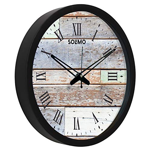 Image of Amazon Brand - Solimo 12-inch Wall Clock - Designer (Silent Movement, Black Frame)