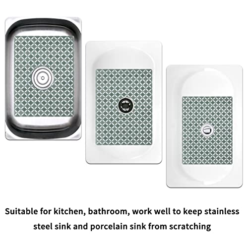 Qulable 2Pack Sink Mats For Bottom Of Kitchen Sink - Pvc Sink Protectors For Stainless Steel Sinks, Adjustable Sink Protector Drain Mat, Checkered Pattern Design, 11.8X15.7 (Dark Green) #TOP4