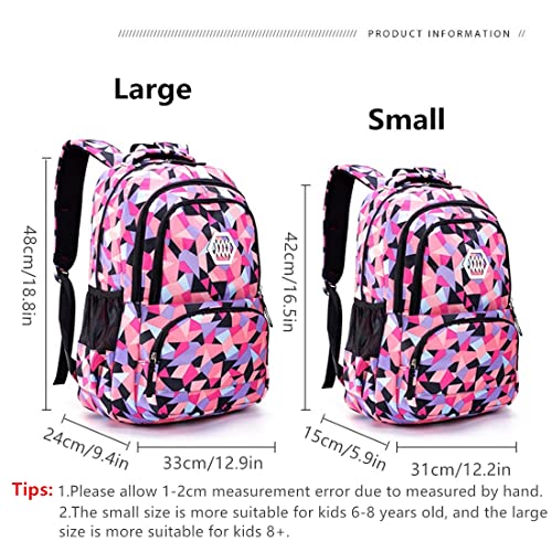 Geometric-Print Backpack And Lunch-Bag Set For Girls-Boys School Elementary Bookbags, 3Pcs Primary School Bag Backpack With Lunch Kit #TOP1