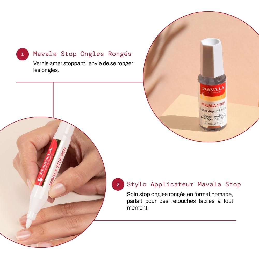 Mavala Stop & Mavala Stop-Pen – Lot de 2 Solutions Anti-Rongement Ongles – Format Classique & Stylo Pratique – Aide à Stopper l’Habitude Chez Adultes & Enfants