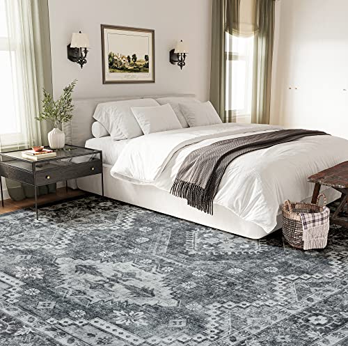 Rugland 5X7 Area Rugs - Stain Resistant, Washable And Anti Slip For Living Room, Boho Vintage Tribal (Tpr07-Grey, 5'X7') #TOP5