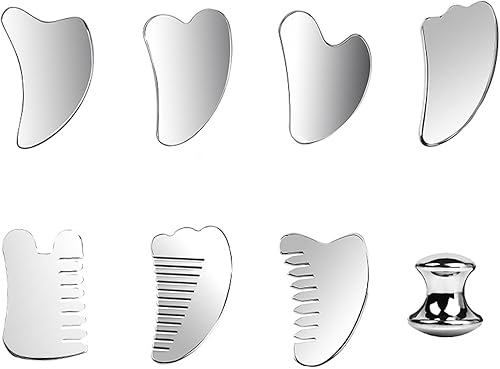 Miniatura 2 de Gua Sha Tools, herramienta de masajeador de acero inoxidable, para masaje facial, raspador de masaje facial, cuidado de la piel, peine de masaje de