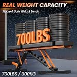 350KG hantelbank klappbar - Bonvork Trainingsbank mit 1,6 MM Verdickter Stahl, Schrägbank für Fitnessstudio zu Hause,hantelbank verstellbar, Flach Rückgang Bankdrücken Bank – Bild 2