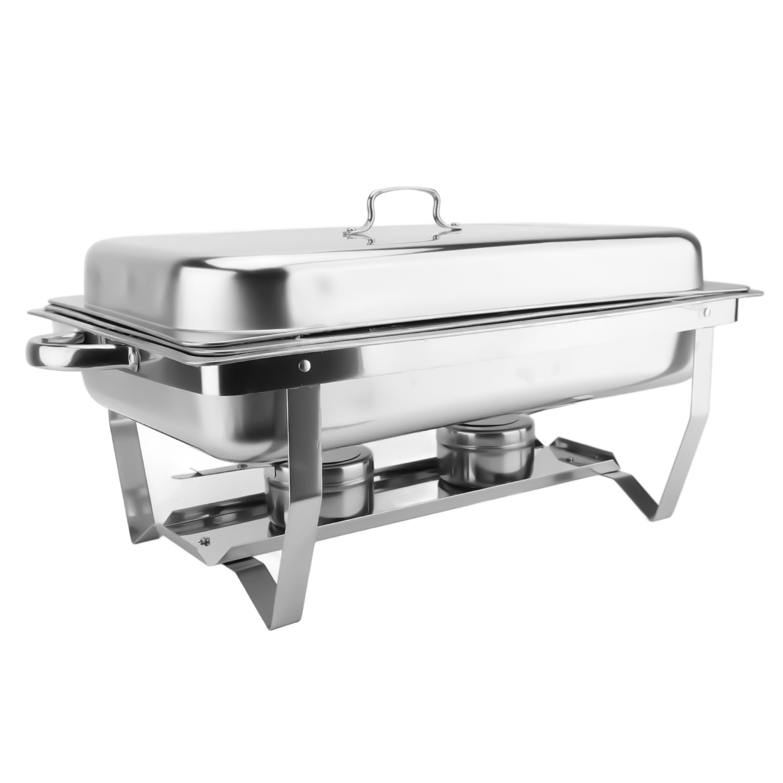Luocute Chafing Dish de Acero Inoxidable, Juego de Buffet Cuadrado (4PCS) | Construcción dividida de cuerpo completo, fácil de limpiar, bandeja profunda, bordes lisos, para buffet de hotel de
