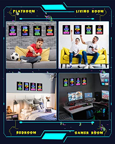 Drsoum Video Game Room Decor For Boys - Gaming Wall Art - Neon Gaming Room Decor - Game Poster Framed 8"X10" - Gamer Wall Decor - Teenage Boy Room Decor #TOP2
