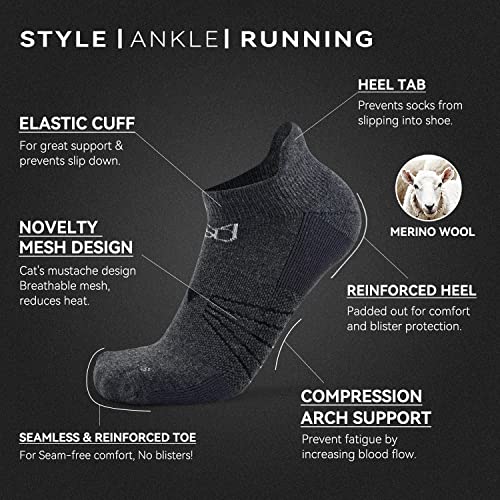 Image of Socks Daze 3 /6 Pack Men's Women's Merino Wool Ankle Running Sport Soft Thick Cushion Athletic Socks for Walking Light Hiking