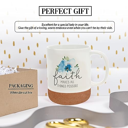 Taza de cerámica blanca con diseño floral 16 oz miniatura 3