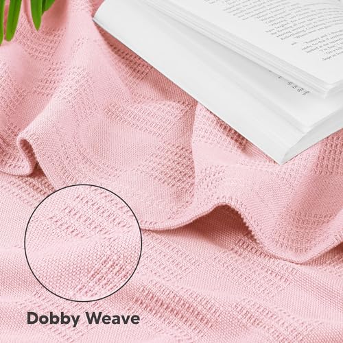 Image of Utopia Bedding 100% Cotton Thermal Blanket Pink Twin Size Soft, Lightweight, Breathable, Cozy Spring and Summer Blanket for Couch and Sofa, Home Room Decor Gifts for Women and Men (90x72 Inches)