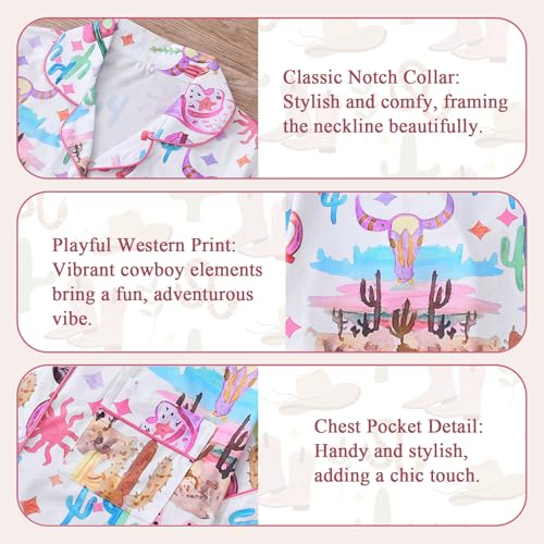 Short Pajamas for Women Cute Print 2 Piece Pajama Set Short Sleeve Button Down Sleepwear Lapel Shirt Pj Short Set4