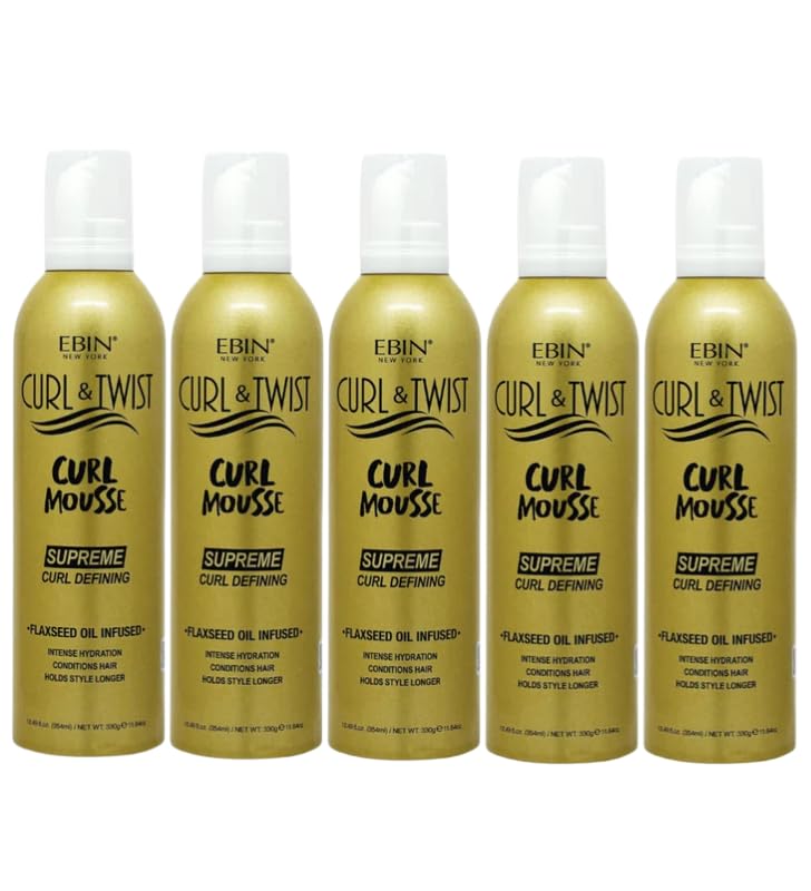 EBIN NEW YORK Braid Mousse – 5x Curl & Twist Curl Mousse 354ml Defining Styling Foam for Braids, Twist-Outs, and Protective Styles – Moisturizing and Lightweight Formula – Gift Set (5 Items)