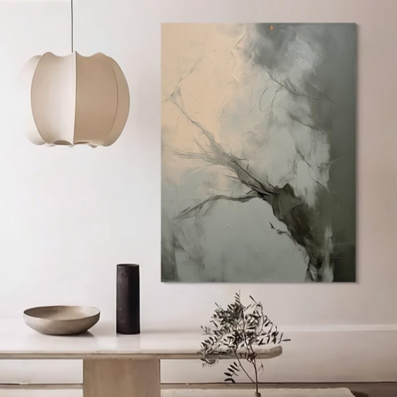 Tableau abstrait moderne de branches mortes peintes à la main 80x100 cm