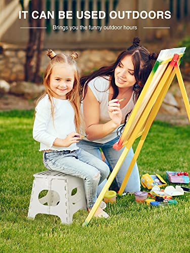 Image of Dyforce Kids Step Stool 11 Inch, 300lbs Folding Step Stool for Adults | Toddler Step stool White,Anti-slip Heavy Duty with Carry Handle, Lightweight Foldable Stool for Bathroom Kitchen Bedroom