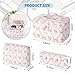 senbowe Floral Makeup Bag, 3 Pack Large Cotton Quilted Pink Bow Makeup Bag Set, Cute Floral Coquette Aesthetic Toiletry Bag Make Up Cosmetic Bag for Women, Toiletry Travel Make Up Organizer Bag