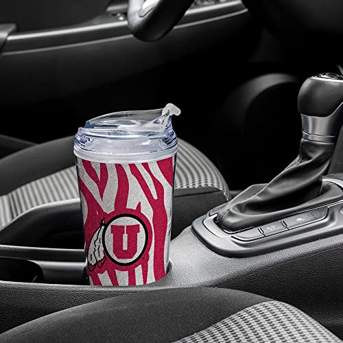 Image of Rico Industries NCAA Glitter 24oz Acrylic Glitter Tumbler with Hinged Lid, Officially Licensed Double Wall Tumbler with Straw
