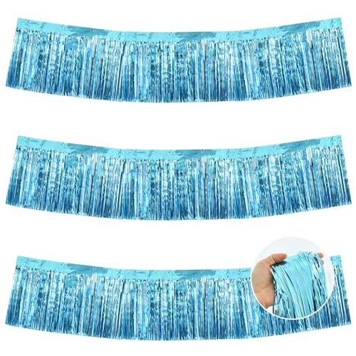 BEISHIDA Light Blue Fringe Garland Banner 30ft Wall Tinsel Foil Streamers