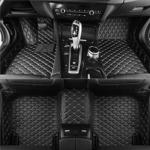 Custom Car Floor Mats Fit 96% Car Model Luxury Leather Waterproof Anti-Skid Full Coverage Liner Front Rear Mat/Set (Black White Line)