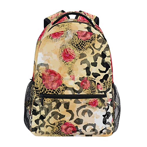 Anantyy - Mochila escolar para niños, diseño de leopardo, rosa, mochila de viaje, bolsa de hombro para niños y niñas, multicolor, M, Mochila para niños