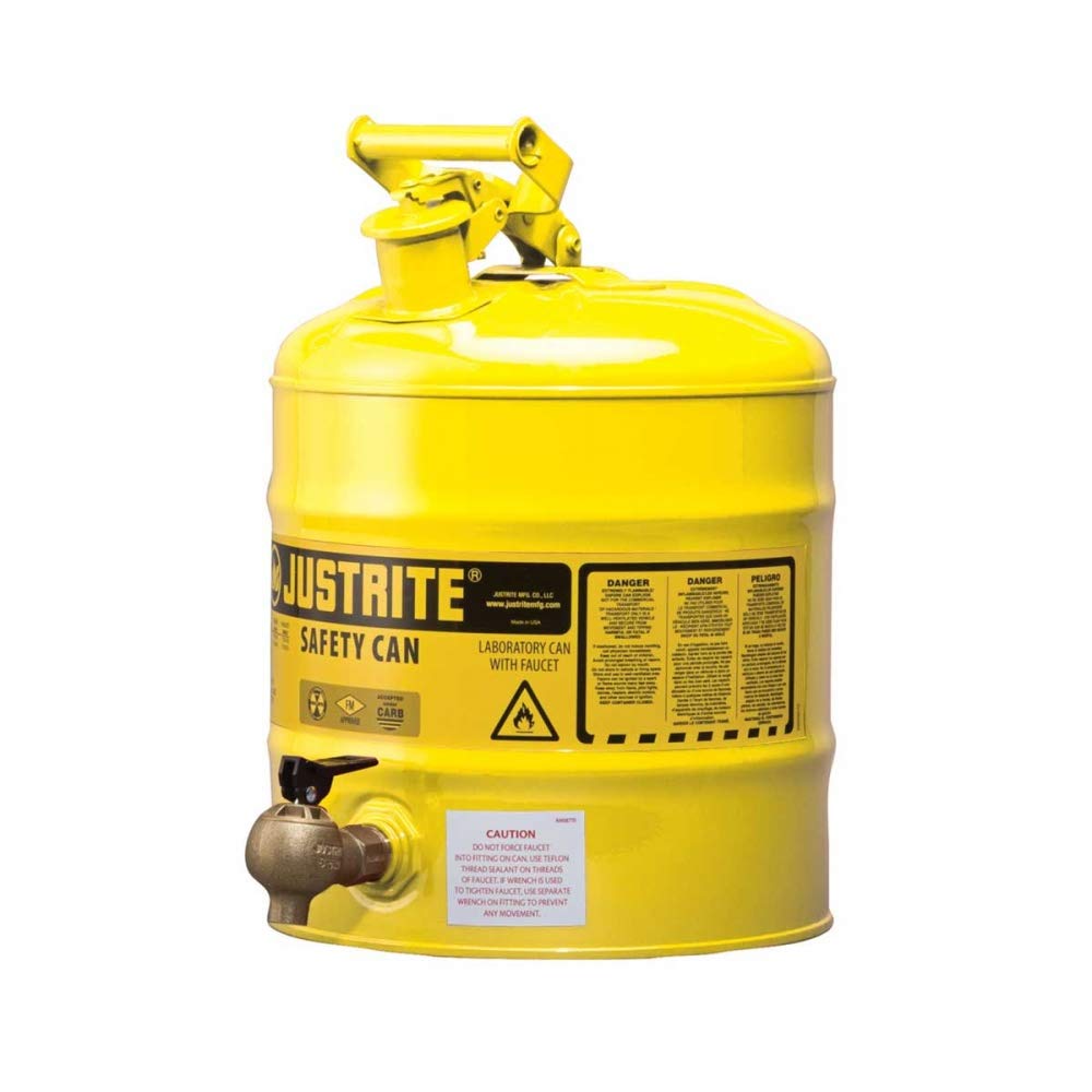 Distributore di sicurezza tipo I in acciaio con rubinetto Inferiore #08540, 19 l, giallo