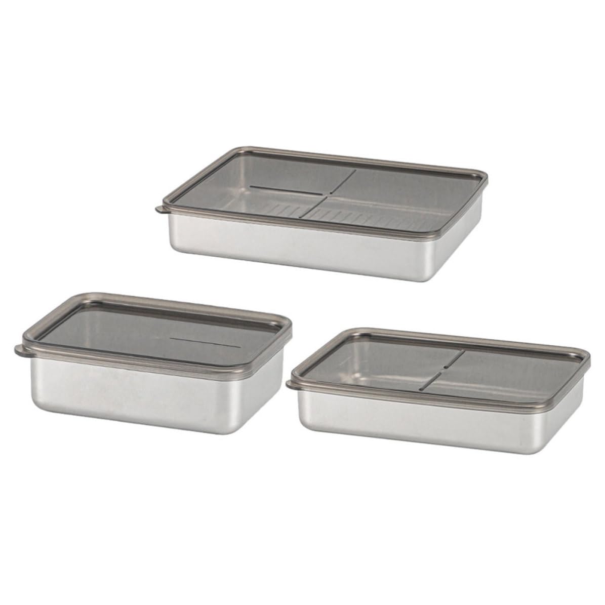 3 Pezzi Contenitori Scatole Impilabili in Acciaio Inossidabile per Frigorifero con Coperchio Trasparente da 400ml, 800ml e 2000ml per Conservare Frutta e Ingredienti in Famiglia