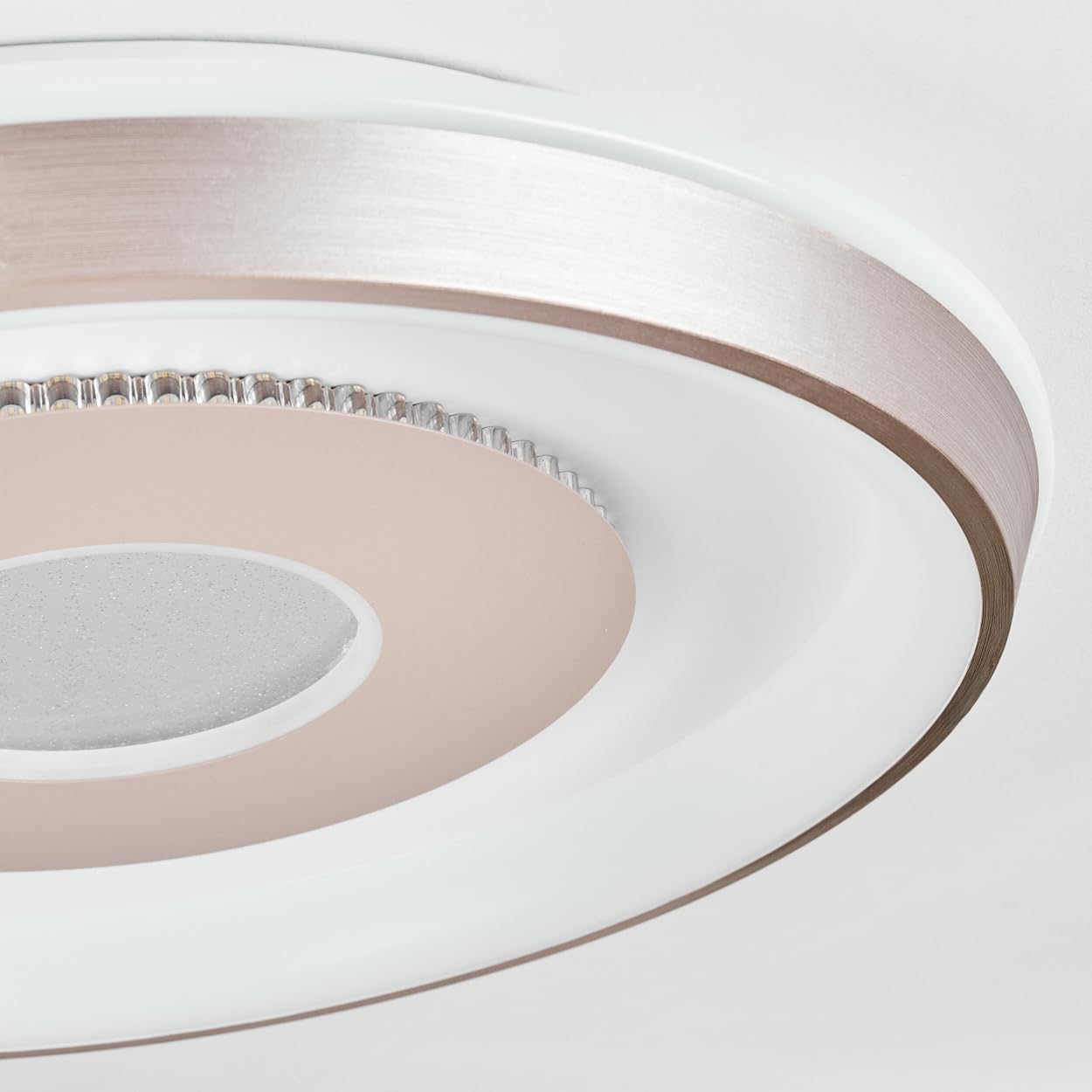 HOFSTEIN Lampa sufitowa LED Dakon, ściemniana lampa sufitowa z metalu/tworzywa sztucznego w kolorze szampańskim/białym z funkcją pamięci, regulacja CCT, ściemniana za pomocą przełącznika ściennego, 40