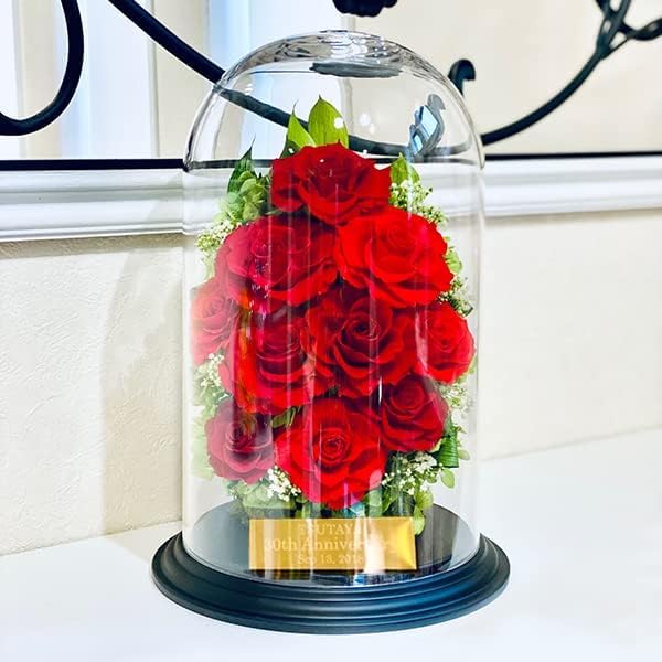 Amazon｜cafura プリザーブドフラワー 赤バラ ドーム ケース入り 高級