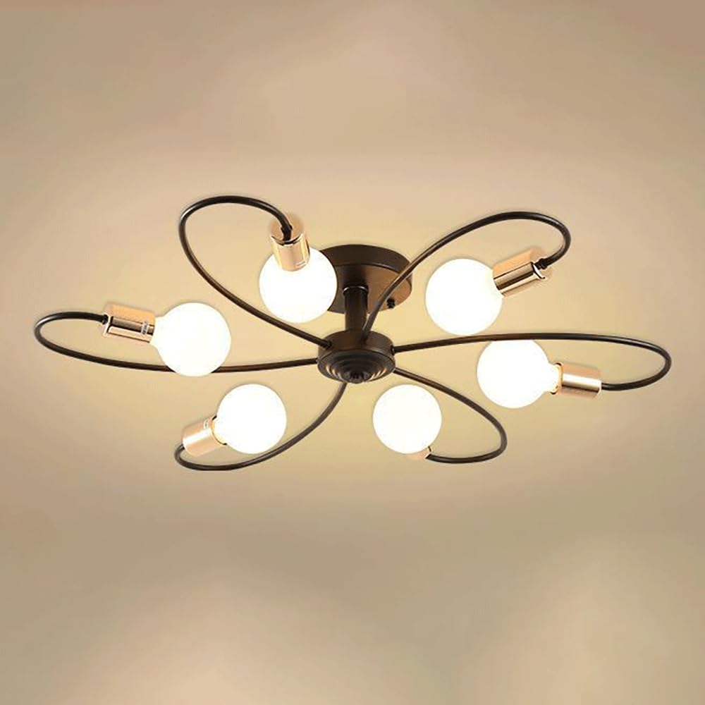 Luminaire de plafond semi-encastré noir pour éclairer un grand salon rétro