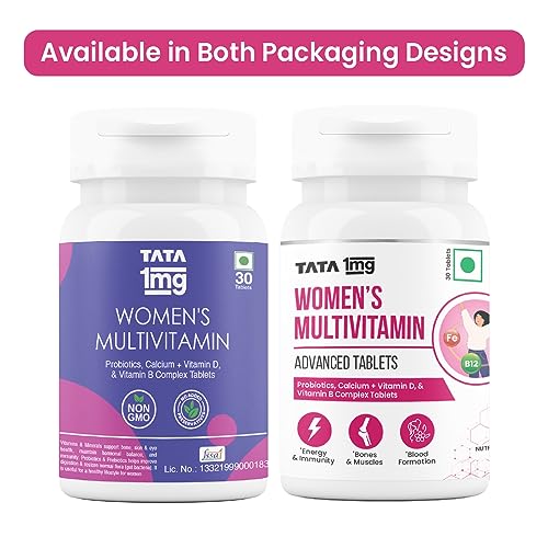 Image of Tata 1mg Womens Multivitamin Veg Tablet with Zinc,Vitamin C,Calcium,Vitamin D & Iron Support Health Protection,Bones & Overall Health For Women (Pack Of 30 Tablets), 52 grams