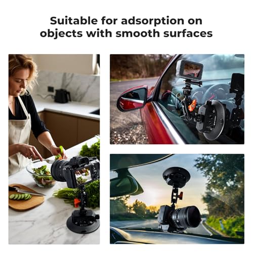 Image of K&F CONCEPT 4.5 inch Suction Cup Camera Mount with Magic Arm for Car | ARRI 1 /4 inch & 3 /8 inch Threads, Quick Release Car Mount Compatible with Gopro DJI Insta360 for DSLR Action Camera Phone Video, MS45
