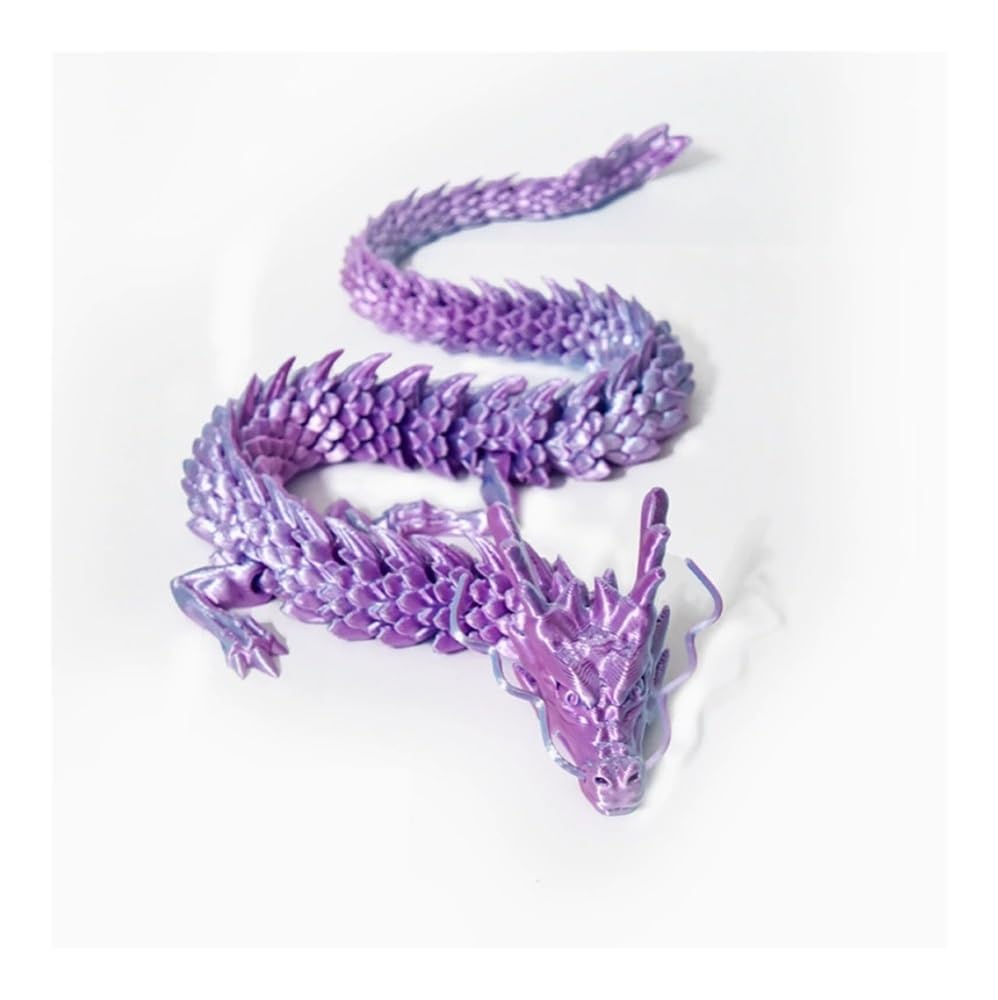 Diyouke Movable 3D Printed Dragon Statue, Articulated Joint Dragon Figurine for Desktop Decor & Collectible Display(DreamPurple)