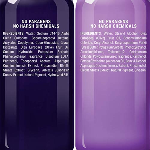 MAJESTIC PURE Purple Shampoo and Conditioner Set - Tones & Brighten Blonde, Platinum, and Silver Hair, Sulfate Free & Paraben Free, 16 fl oz each