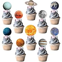 Sabary 50 Pcs Space Cupcake Toppers Solar System Galaxy Universe Planets Picks Cake Topper Celestial Toppers for Boys Girls Space Themed Party Solar System Birthday