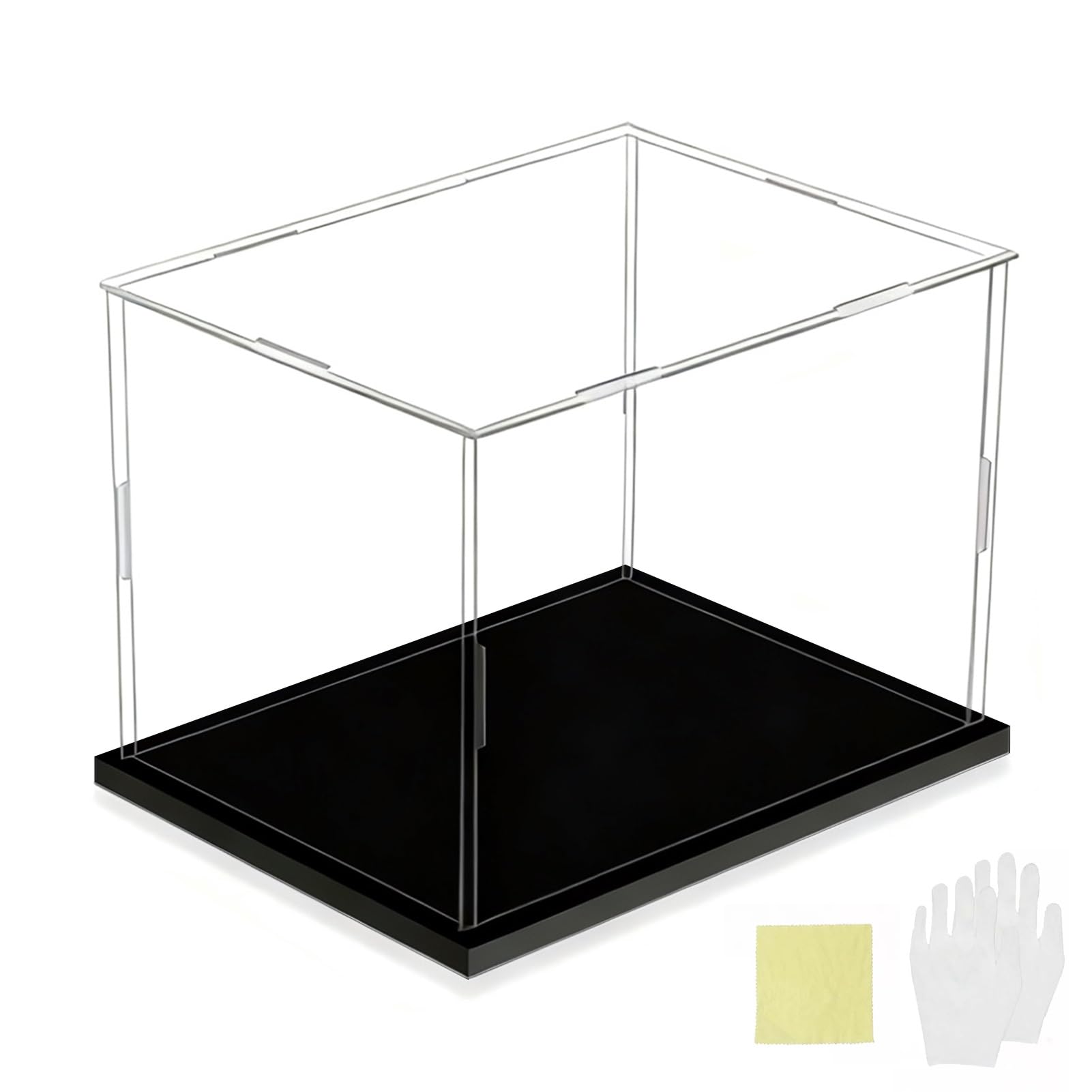 Acrylic Display Box, Acrylic Display Box For Collectibles White And Black Base Multiple Sizes(Black Base,10x10x10cm)