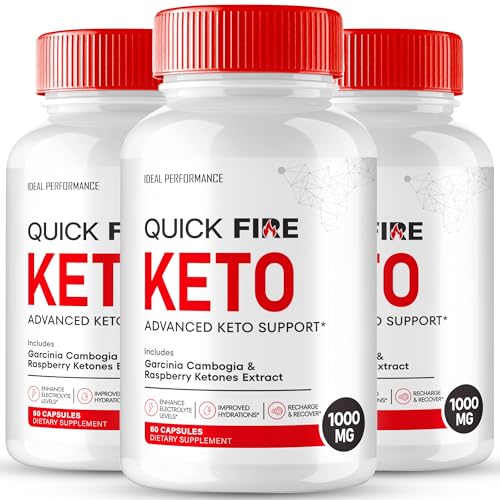 Quick Fire Keto Capsules, QuickFire Advanced Formula Supplement Pills - Maximum Strength, Quick Fire Health and Wellness Capsules, All Natural Keto Pills, QuickFire Keto Reviews (3 Pack)
