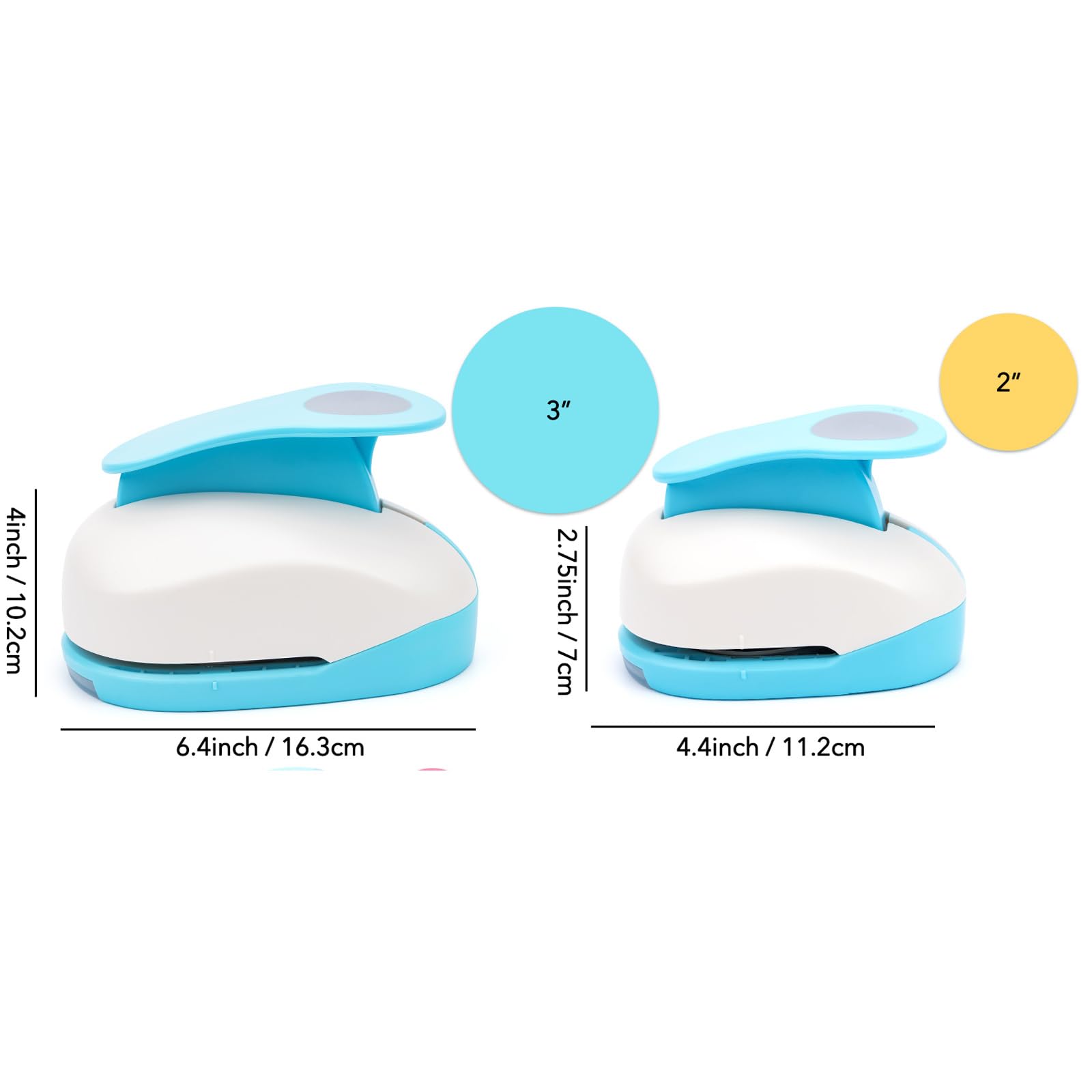 2 perforatrici circolari di grandi dimensioni (5,1 cm + 7,6 cm), perforatrici circolari per fori fatti a mano, per carta, artigianato fai da te, scrapbooking, cartoncino