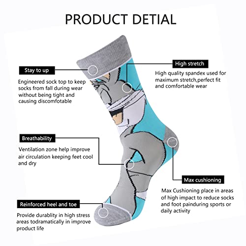 Sidimelo 5 Pairs Funny Socks-Classic Cartoon Character Patterned Dress Socks For Adults And Teens,Size 9-12 #TOP4
