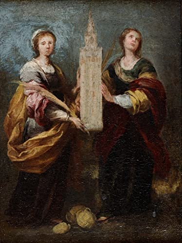 Impression d'affiches d'art Murillo Saintes Justa et Rufina toile premium portrait 60x90cm