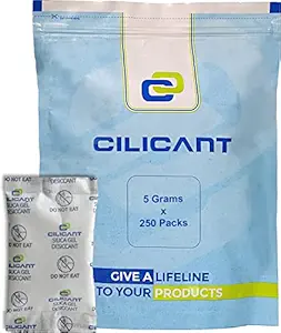 CILICAnT 5 Gram (250 Pcs) Premium Silica Gel White Packets Desiccant Dehumidifiers, Non-Indicating Silica Gel Packs for Moisture Absorption ( 5 Gram X 250 Pcs = 1.25 Kgs)