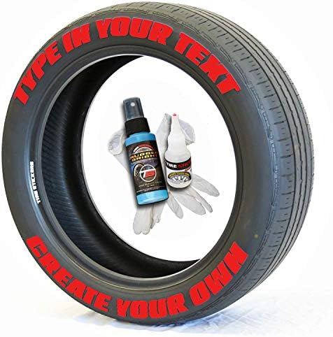 Tire Stickers - Create Your Own Custom Tire Lettering Add-On Accessory - DIY/Easy/Glue & 2oz Touch-Up Cleaner - Custom Sizing/Red (Pack of 8) image 5