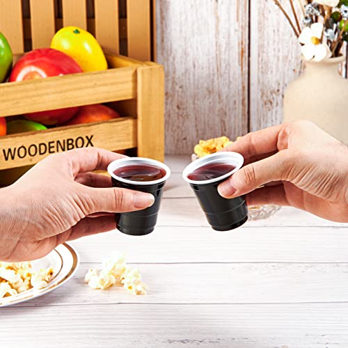 Lilymicky 600 Pack 2 Oz Plastic Shot Glasses, Black Disposable Plastic Cups, Mini Black Shot Cups, 2 Oz Party Cups For Jello Shots And Tasting #TOP4