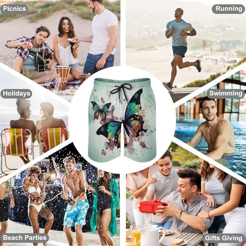 Men's Swim Trunks Quick Dry Board Shorts with Pockets Beach Shorts Artistic Butterfly Bathing Suits for Men4