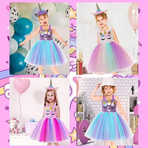 Gigoitly Unicorn Costume For Girls Rainbow Unicorn Dress Birthday Halloween Party Outfits With Headband #TOP3
