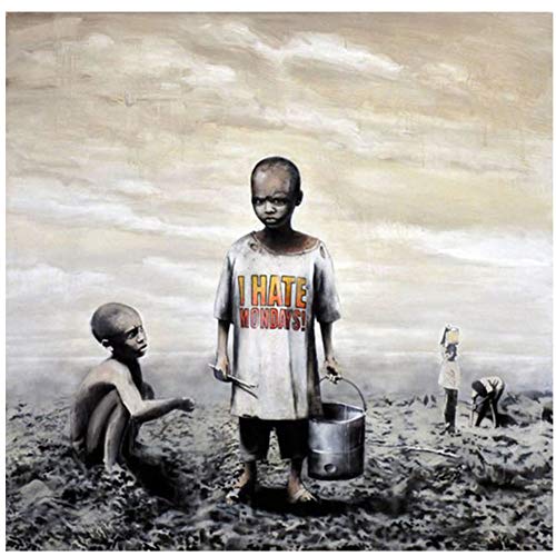 Banksy Peinture Je déteste Lundi Toile Murale Art Affiche Affiche Art Moderne Aquarelle -50x50cm sans Cadre