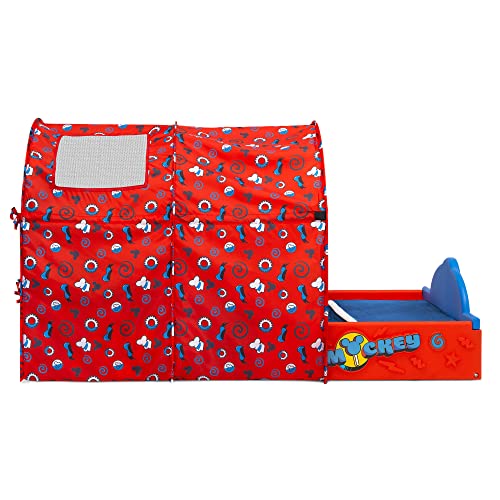 Image of Disney Mickey Mouse Sleep and Play Toddler Bed with Tent by Delta Children, Blue /Red