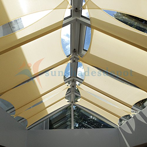 Tang Sunshades Depot A Ring Design Steel Cable Wire Reinforcement Sun Shade Sails 20' X 20' Square Light Gray Heavy Duty Permeable 260 Gsm #TOP5